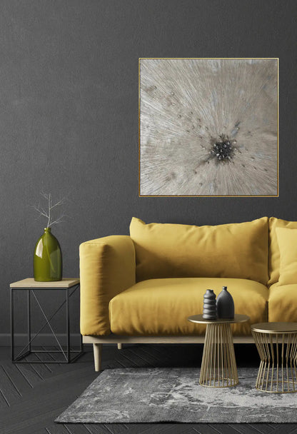 Champagne Gold Sunburst Abstract Hand-Painted Canvas Art | HP006