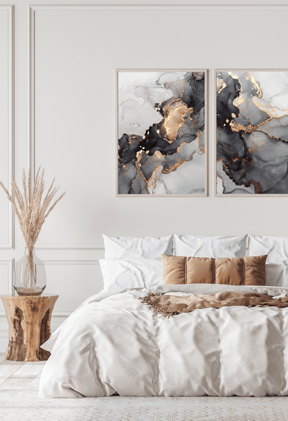 CP062063 Abstract Black, Grey and Orange Canvas Prints Wall Decor