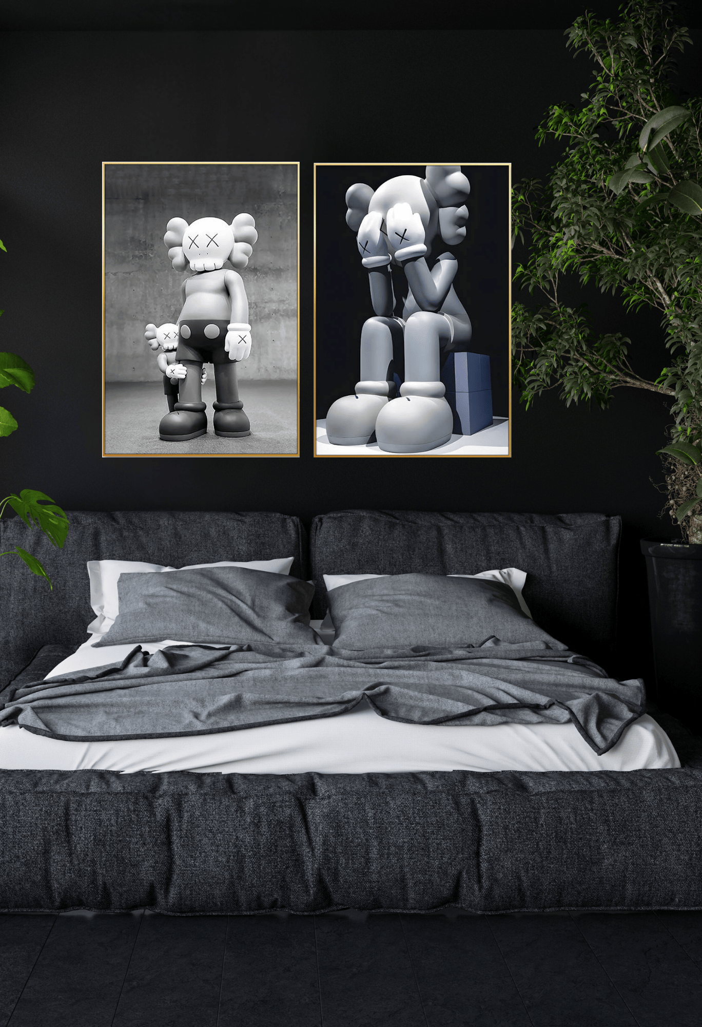 KAWS Companion Hypebeast Street Art Canvas Print Wall Art 60x90 cm Set Modern Diptych | CP158159