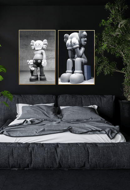 KAWS Companion Hypebeast Street Art Canvas Print Wall Art 60x90 cm Set Modern Diptych | CP158159