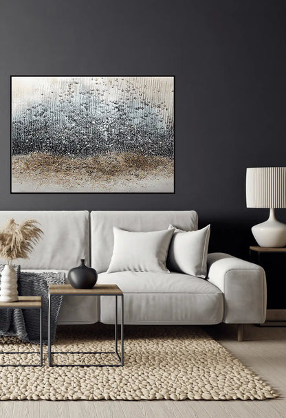 Black Brown and Grey Abstract Splatters Oversize Canvas Print Wall Art | CP079