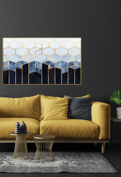CP065 Blue and Gold Abstract Design Canvas Print Wall Decor