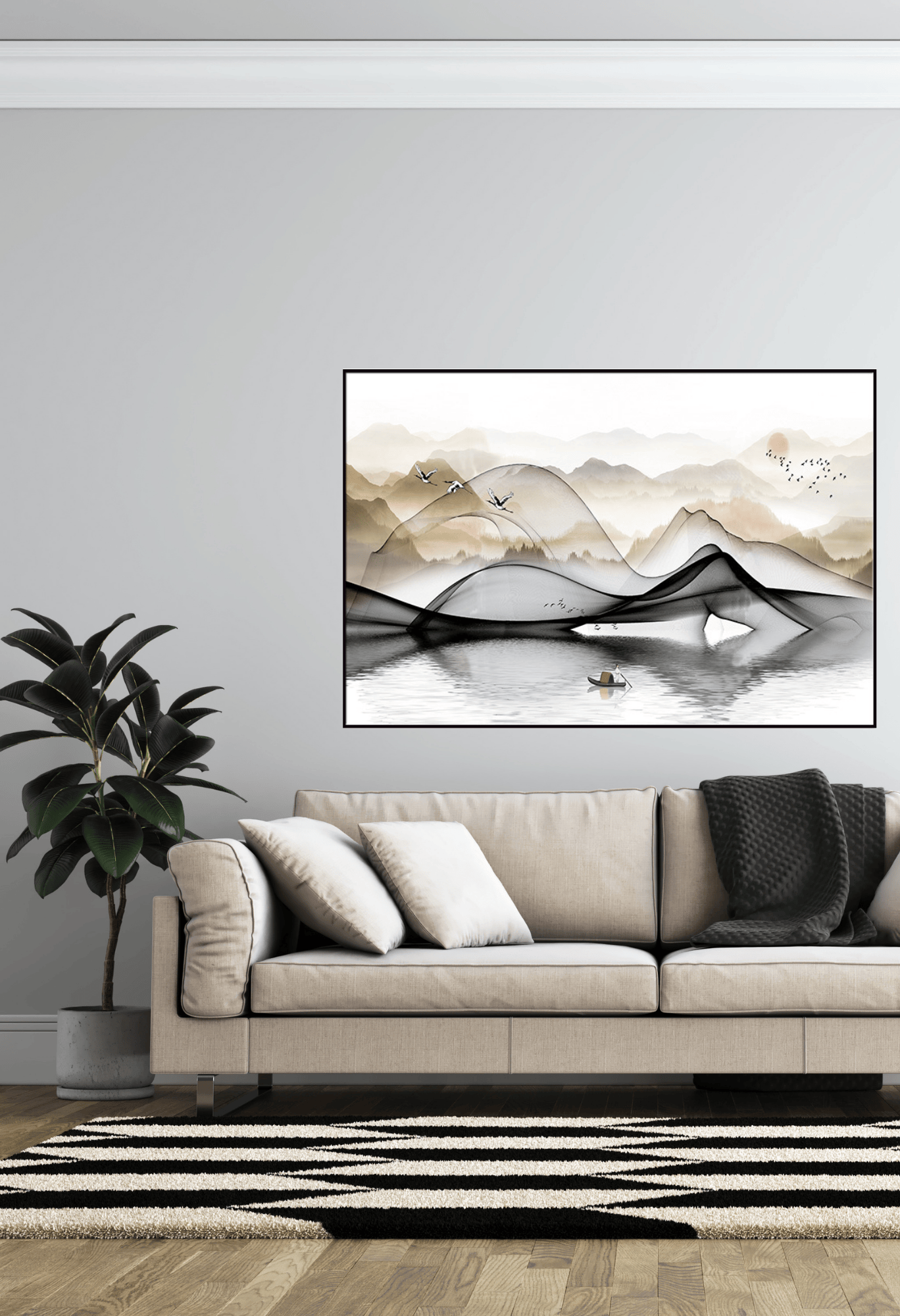 Landscape Abstract Mountain Canvas Print Wall Art 80x120 cm | CP082