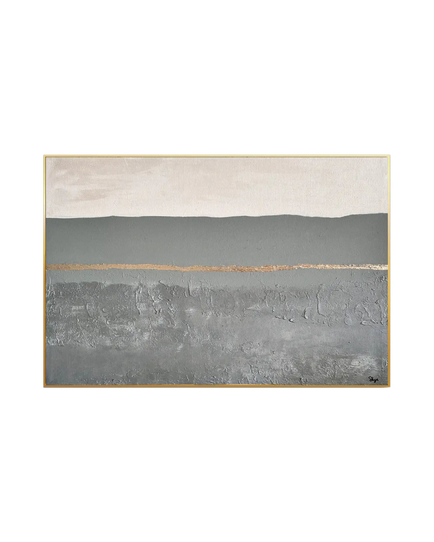 "Quiet Horizon" Original Hand-Painted Gold Foil Canvas Wall Art by Skye