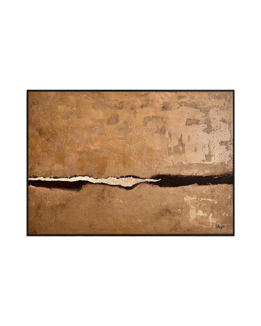 "Ember Divide" Original Hand-Painted Gold Foil Canvas Wall Art by Skye