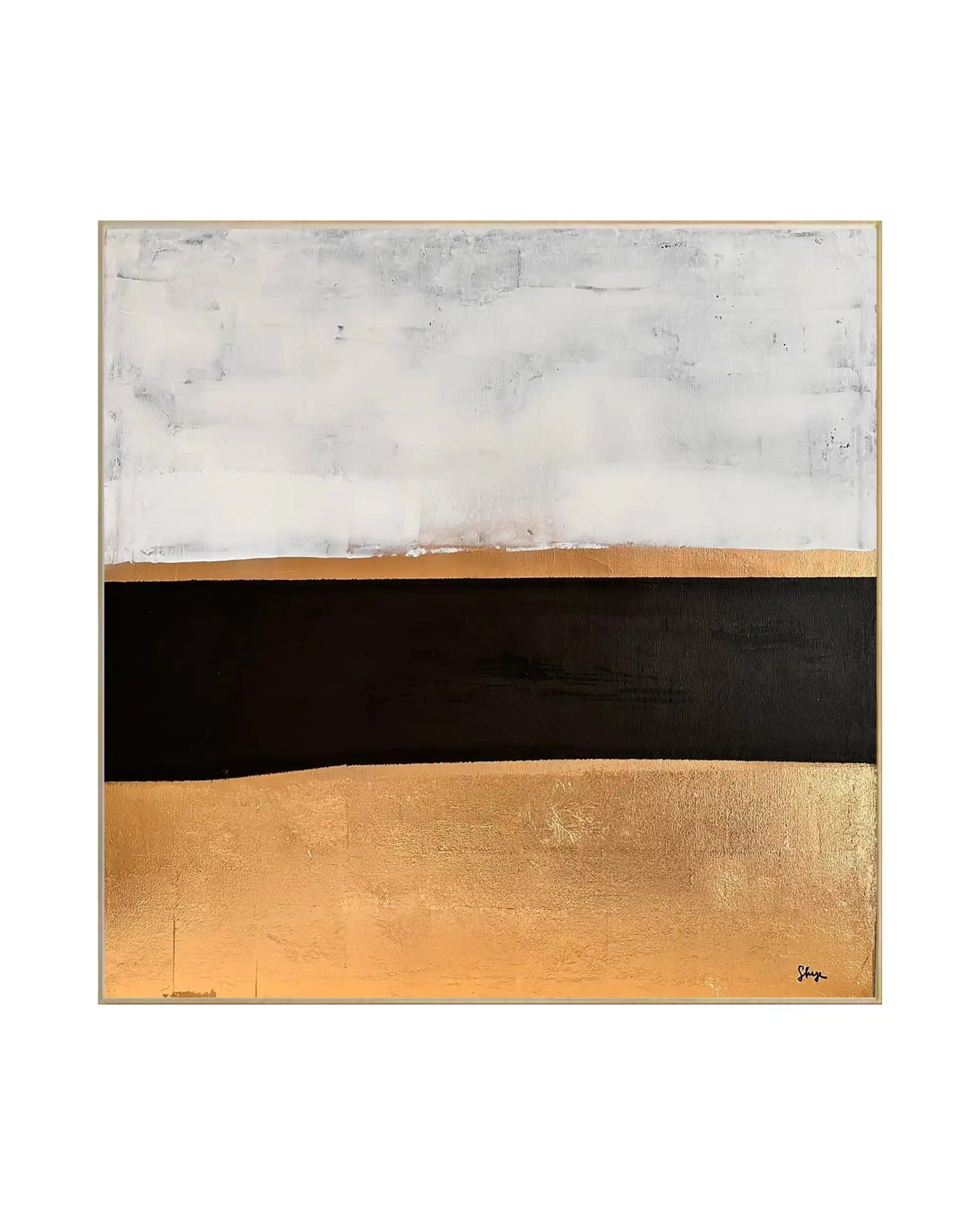 "Ember Veil" Original Hand-Painted Gold Foil Canvas Wall Art by Skye