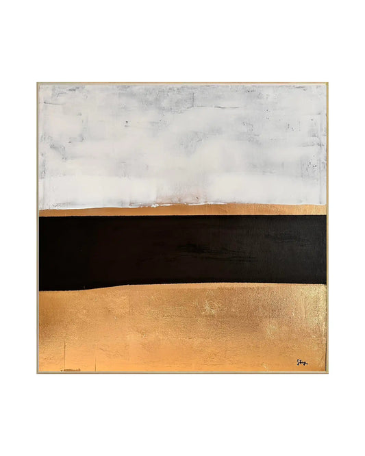 "Ember Veil" Original Hand-Painted Gold Foil Canvas Wall Art by Skye