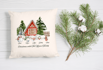 Personalized Christmas Family Cushion Cover (Pillow Insert Not Included)