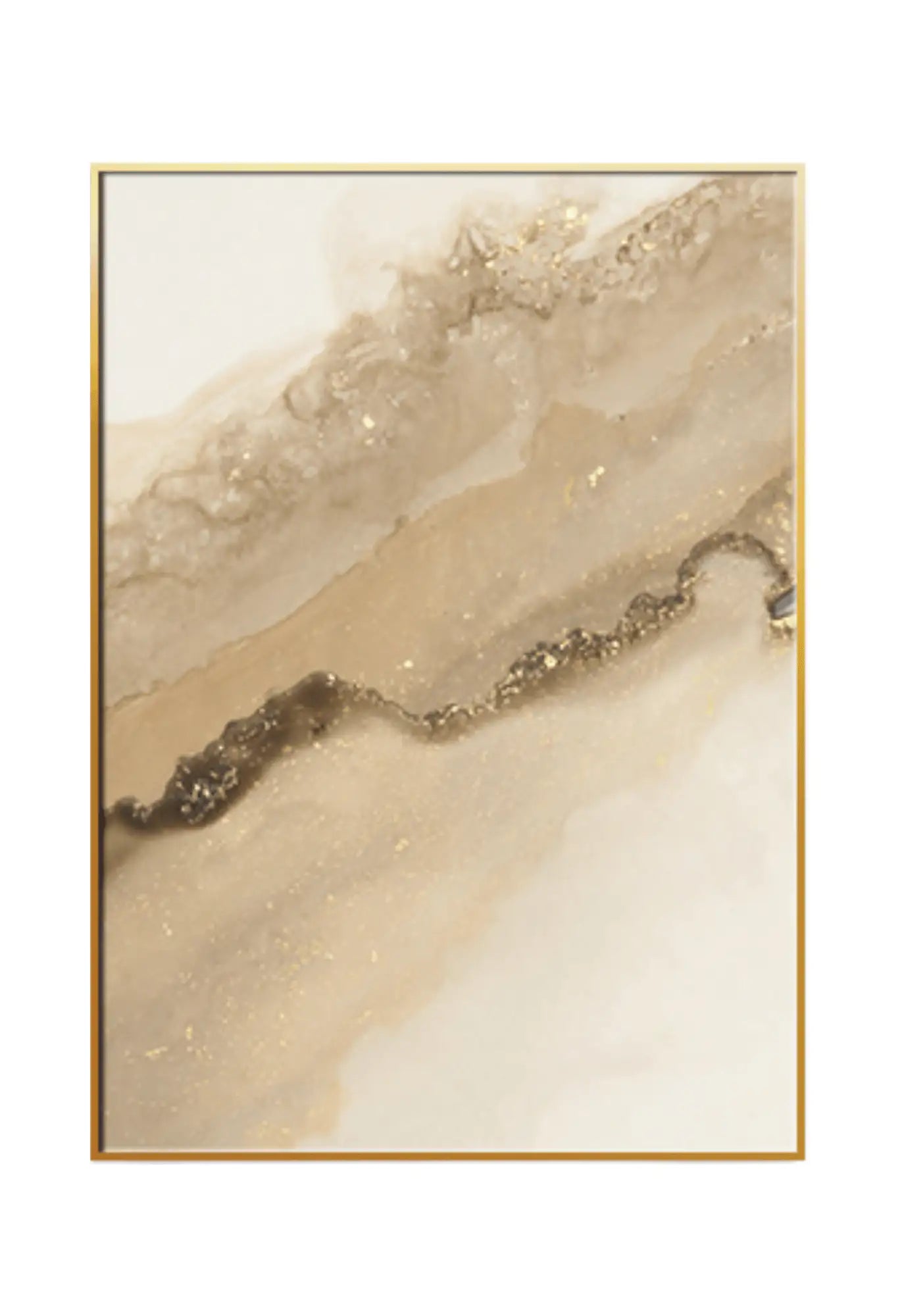 Beige Gold and Cream Alcohol Ink Abstract Triptych Canvas Print Wall Art | CP008