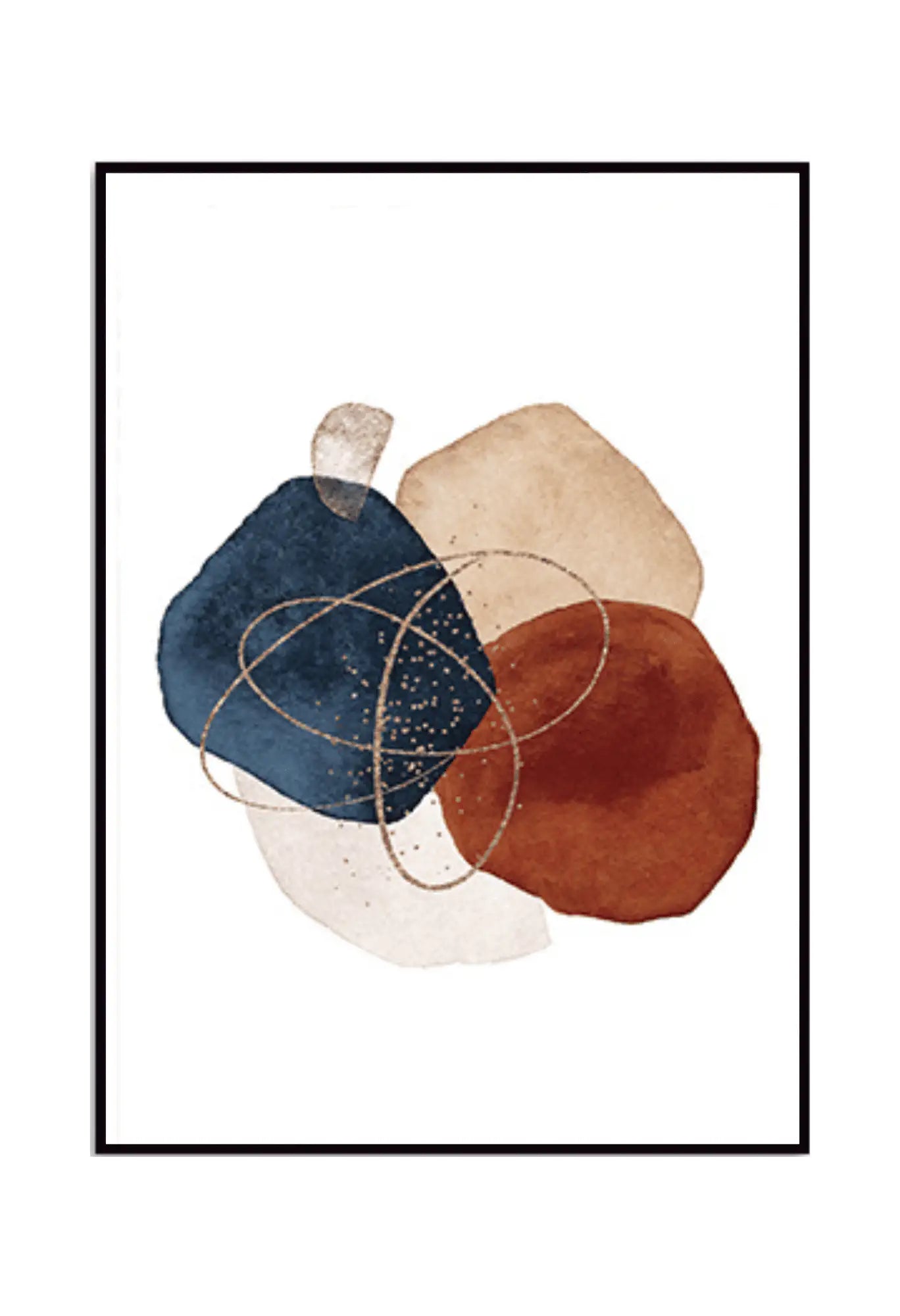 Terracotta and Navy Blue Abstract Shapes Triptych Canvas Print Wall Art | CP017