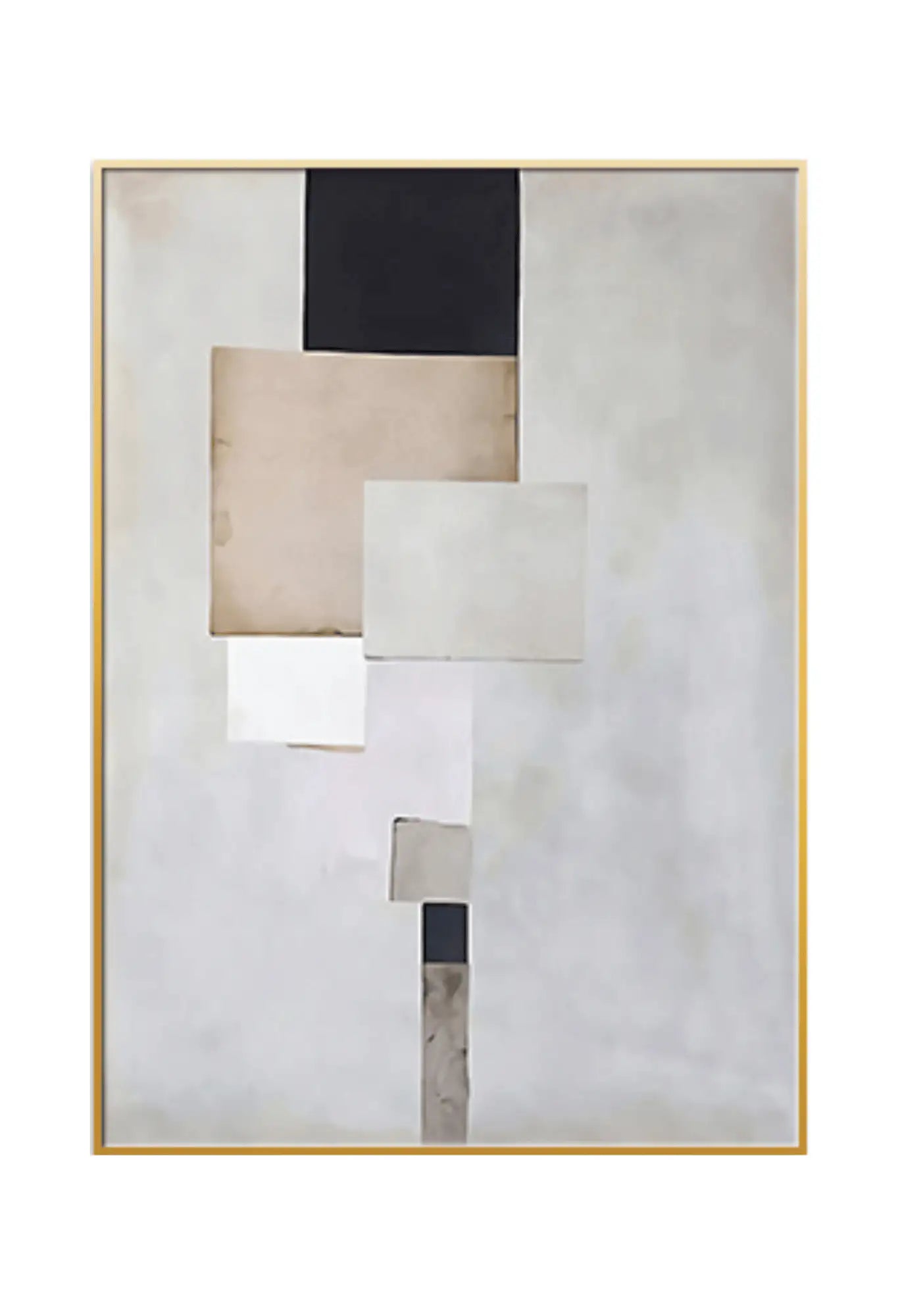 Beige Black and Grey Abstract Geometric Triptych Canvas Print Wall Art | CP011
