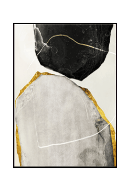 Black Gold and Grey Agate Stone Canvas Print Wall Art 50x70 cm Set Minimalist Diptych | CP012