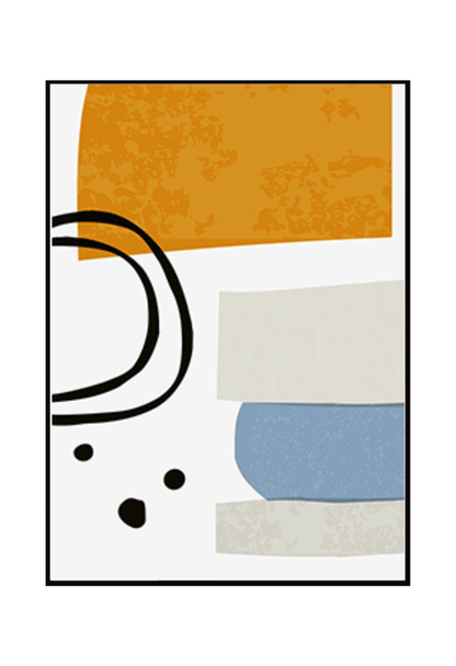 Mustard Yellow and Blue Abstract Shapes Canvas Print Wall Art 50x70 cm Set Triptych| CP013