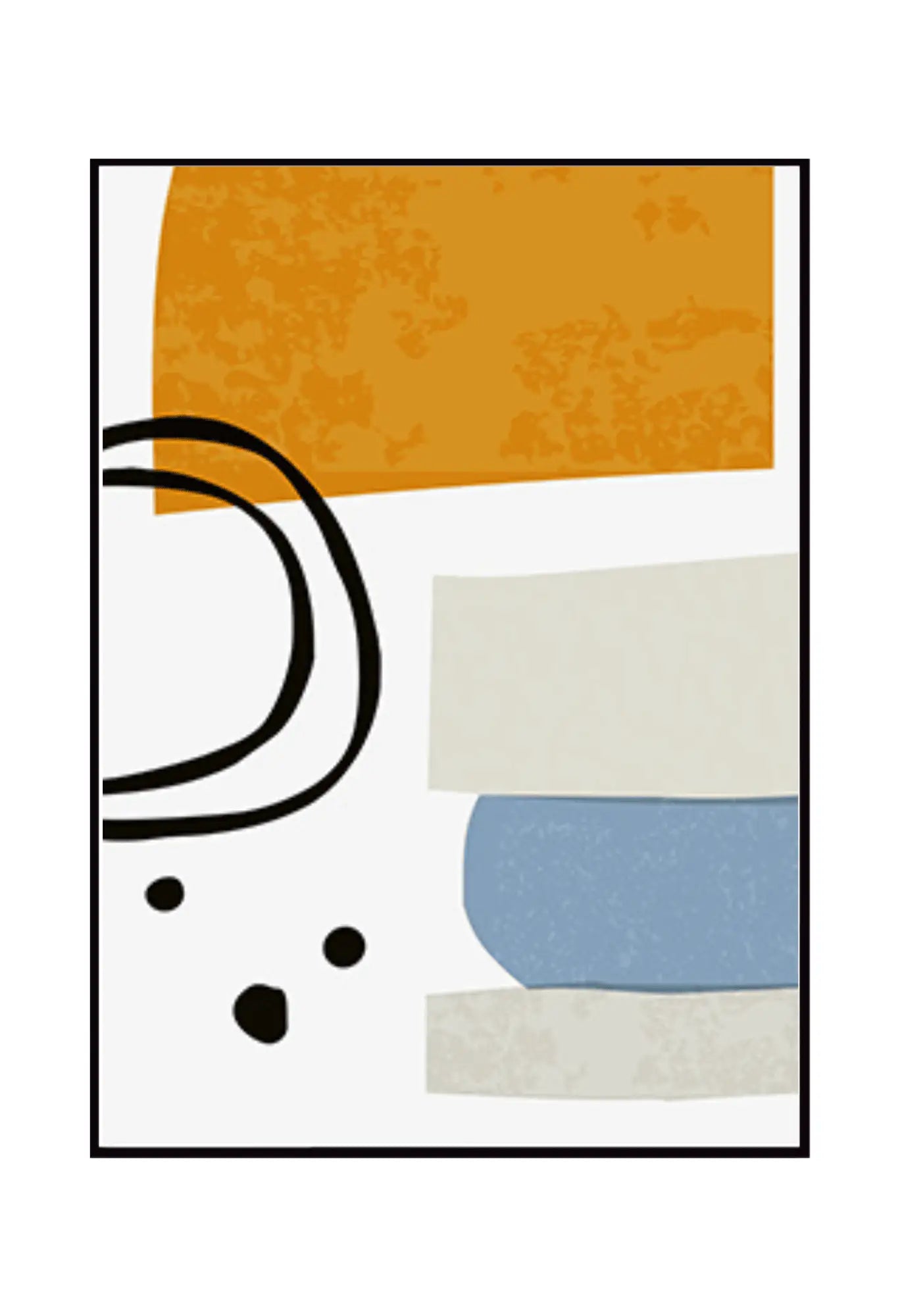 Mustard Yellow and Blue Abstract Shapes Triptych Canvas Print Wall Art | CP013
