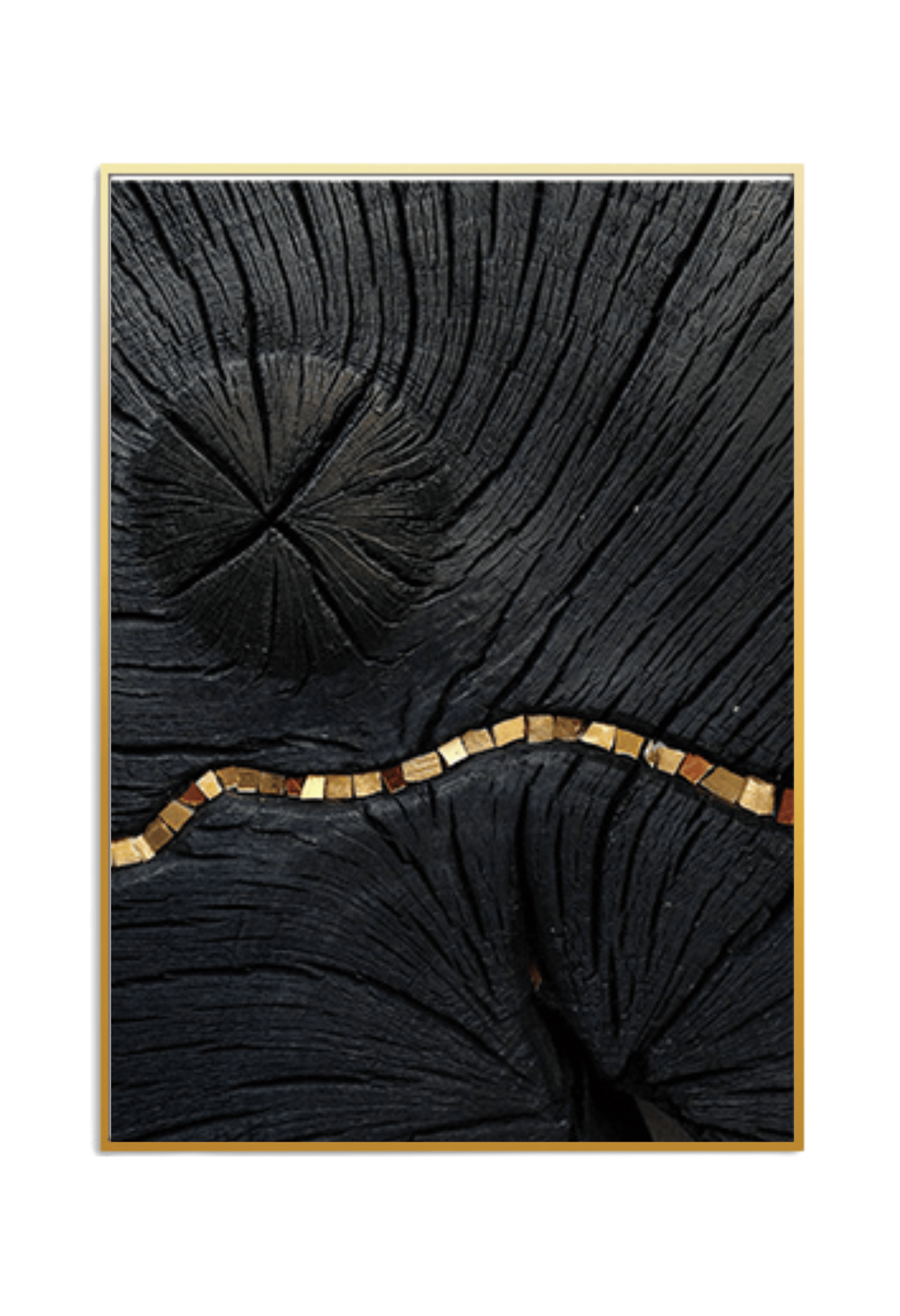 Black Gold and Beige Abstract Lines Canvas Print Wall Art 50x70 cm Set Triptych | CP016