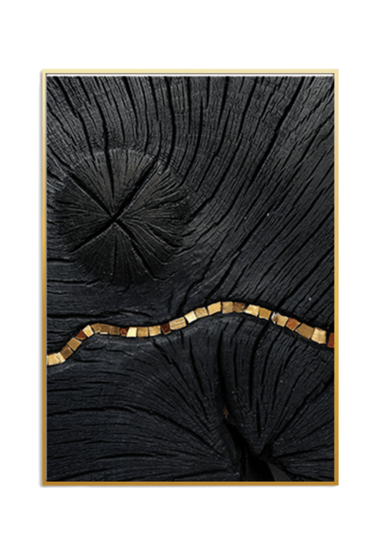 Black Gold and Beige Abstract Lines Canvas Print Wall Art 50x70 cm Set Triptych | CP016