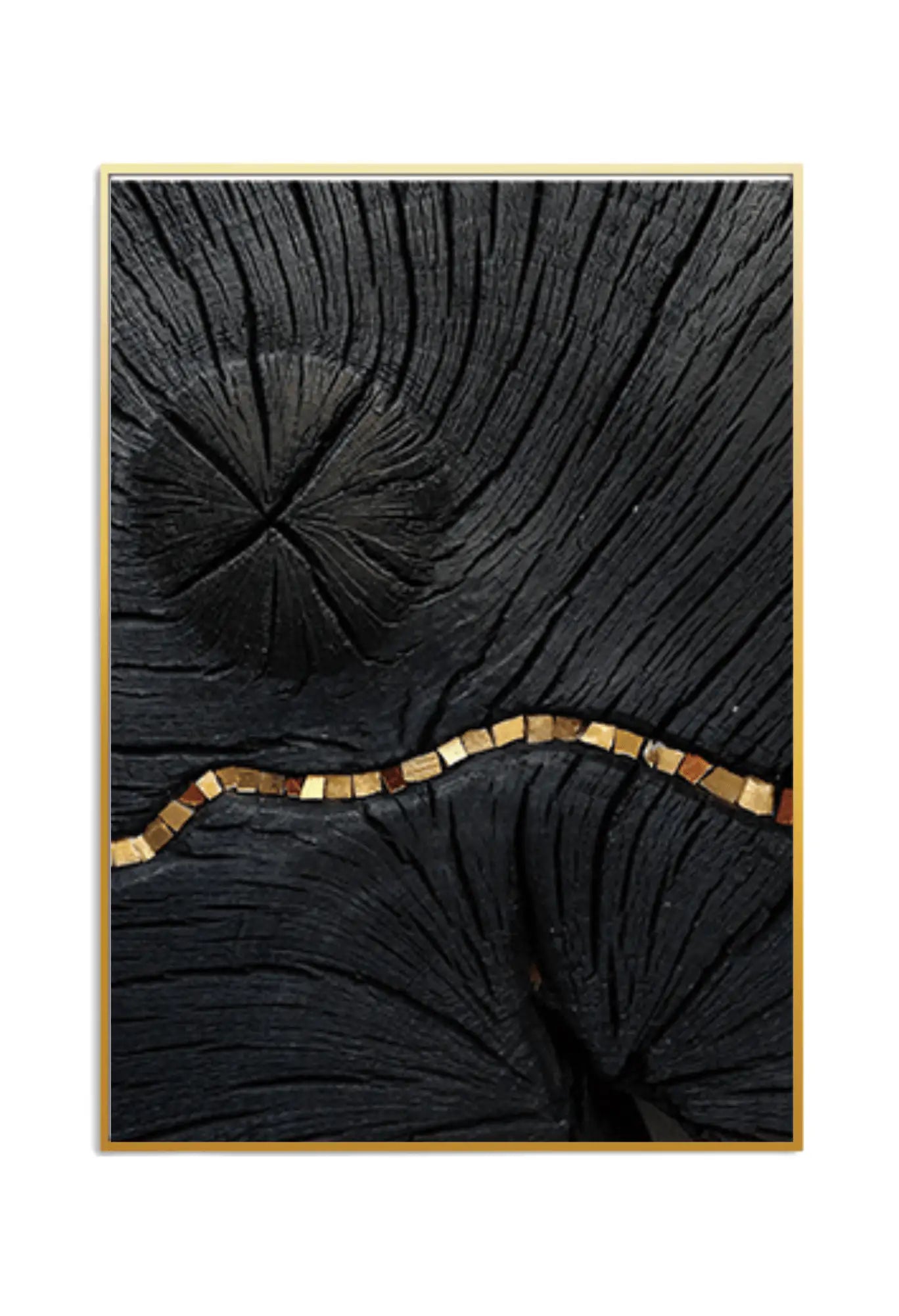 Black Gold and Beige Abstract Lines Triptych Canvas Print Wall Art | CP016
