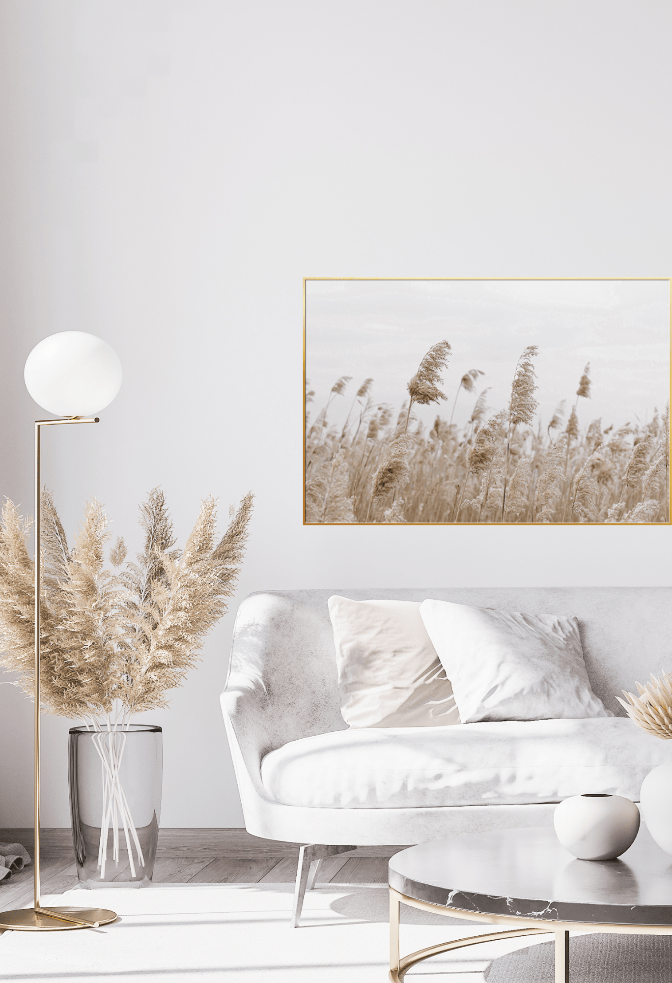 Pampas Grass Botanical Canvas Print Wall Art 80x120 cm | CP086