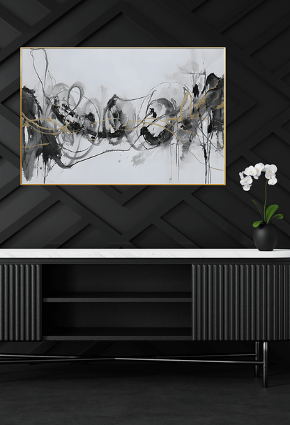 CP087 Neutral Black and Gold Abstract Canvas Print Wall Decor