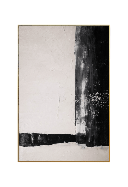 HP011 Abstract Minimalist Acrylic Black and White Hand-Painted Wall Decor