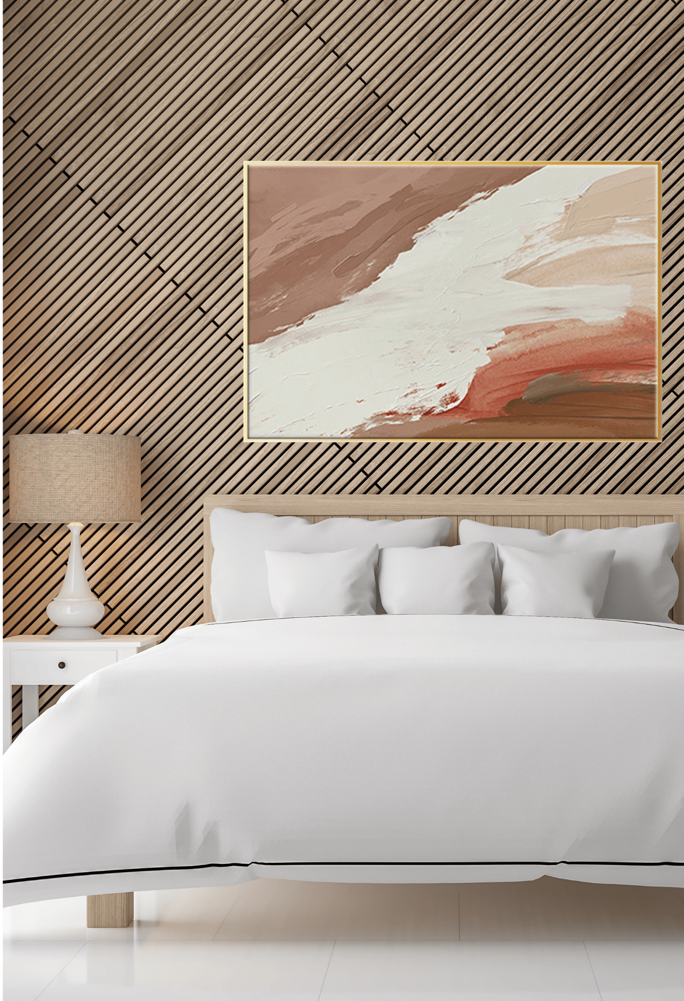 Terracotta and Beige Abstract Brushstrokes Canvas Print Wall Art 80x120 cm | CP091