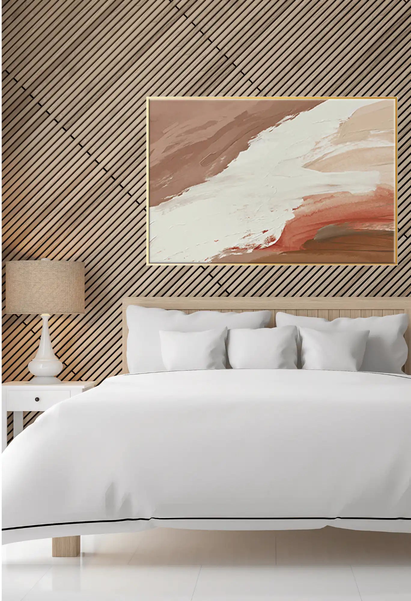 Terracotta and Beige Abstract Brushstrokes Oversize Canvas Print Wall Art | CP091