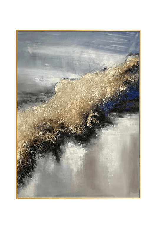HP052 Abstract Blue and Gold Acrylic Hand-Painted Wall Decor