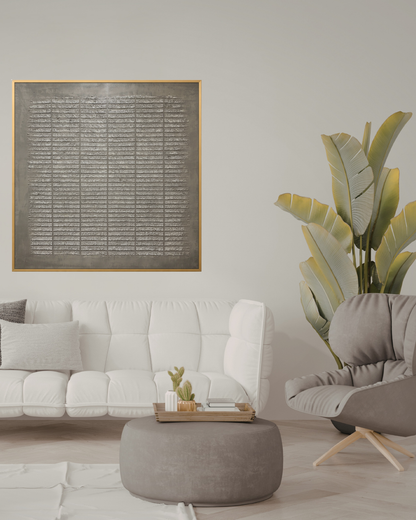 Wabi-Sabi Linear Textured Grid Hand-Painted Canvas Wall Art | HP0X3