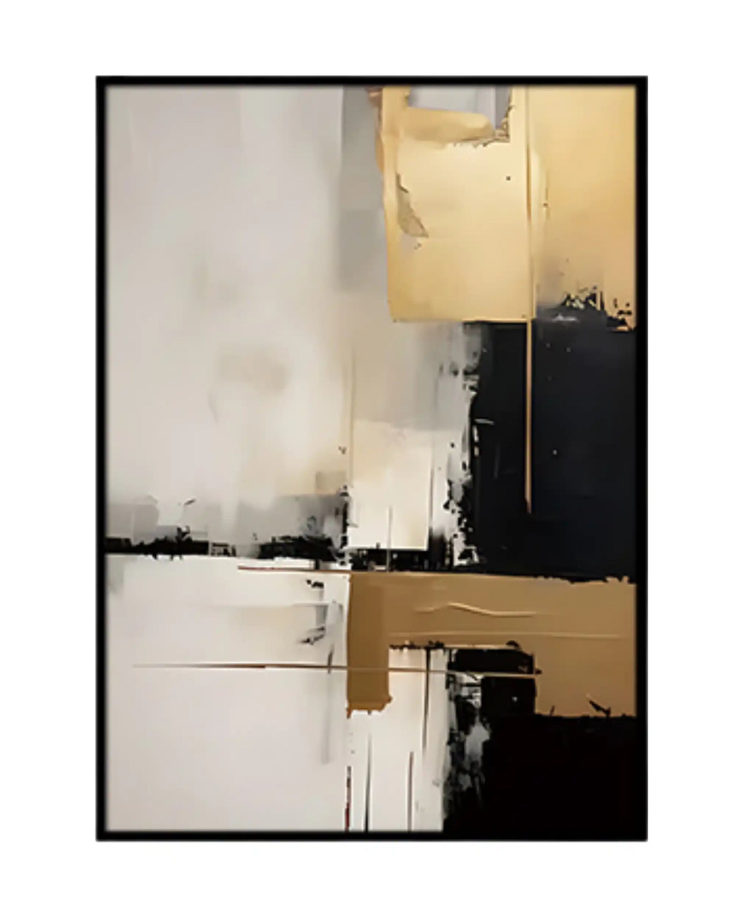 Black Gold and White Abstract Triptych Canvas Print Wall Art | CP186