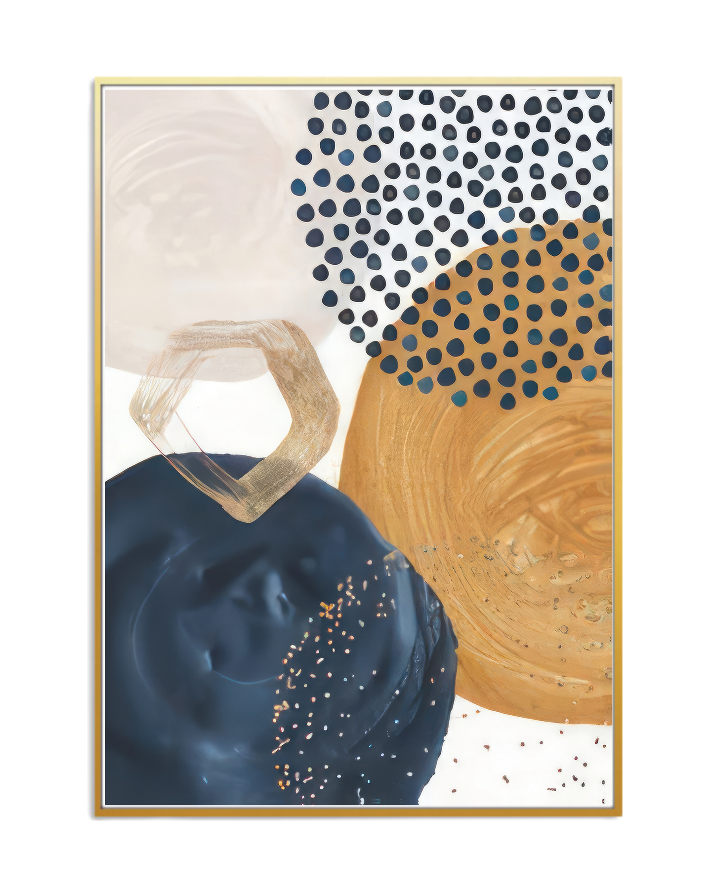 Navy Blue and Mustard Abstract Geometric Canvas Print Wall Art | CP199