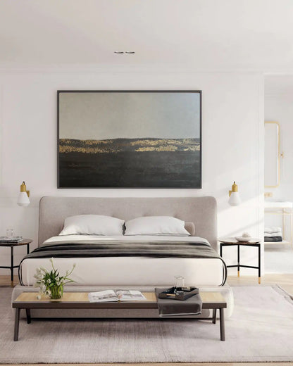 "Echoes of Stillness" Original Hand-Painted Gold Foil Canvas Wall Art by Skye