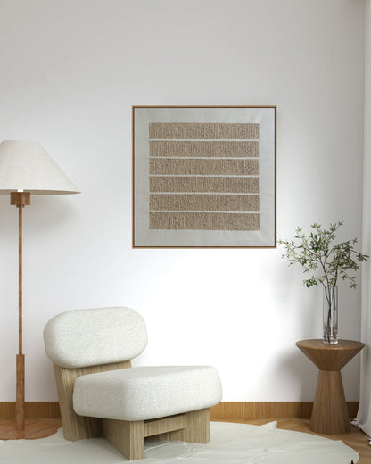 Japandi Tiered Linear Textured Hand-Painted Canvas Wall Art | HPS07
