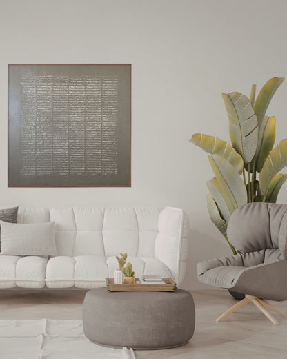 Japandi Linear Textured Grid Hand-Painted Canvas Wall Art | HPS01