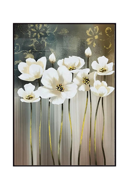 White Blossom and Sage Green Floral Triptych Canvas Print Wall Art | CP141