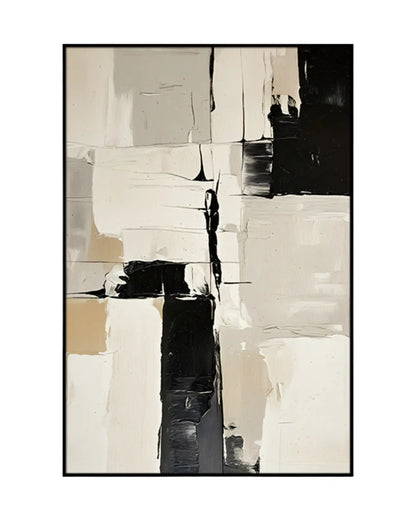 Black and Cream Abstract Block Triptych Canvas Print Wall Art | CP185