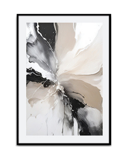 Beige Black and White Abstract Canvas Print Wall Art | CP190