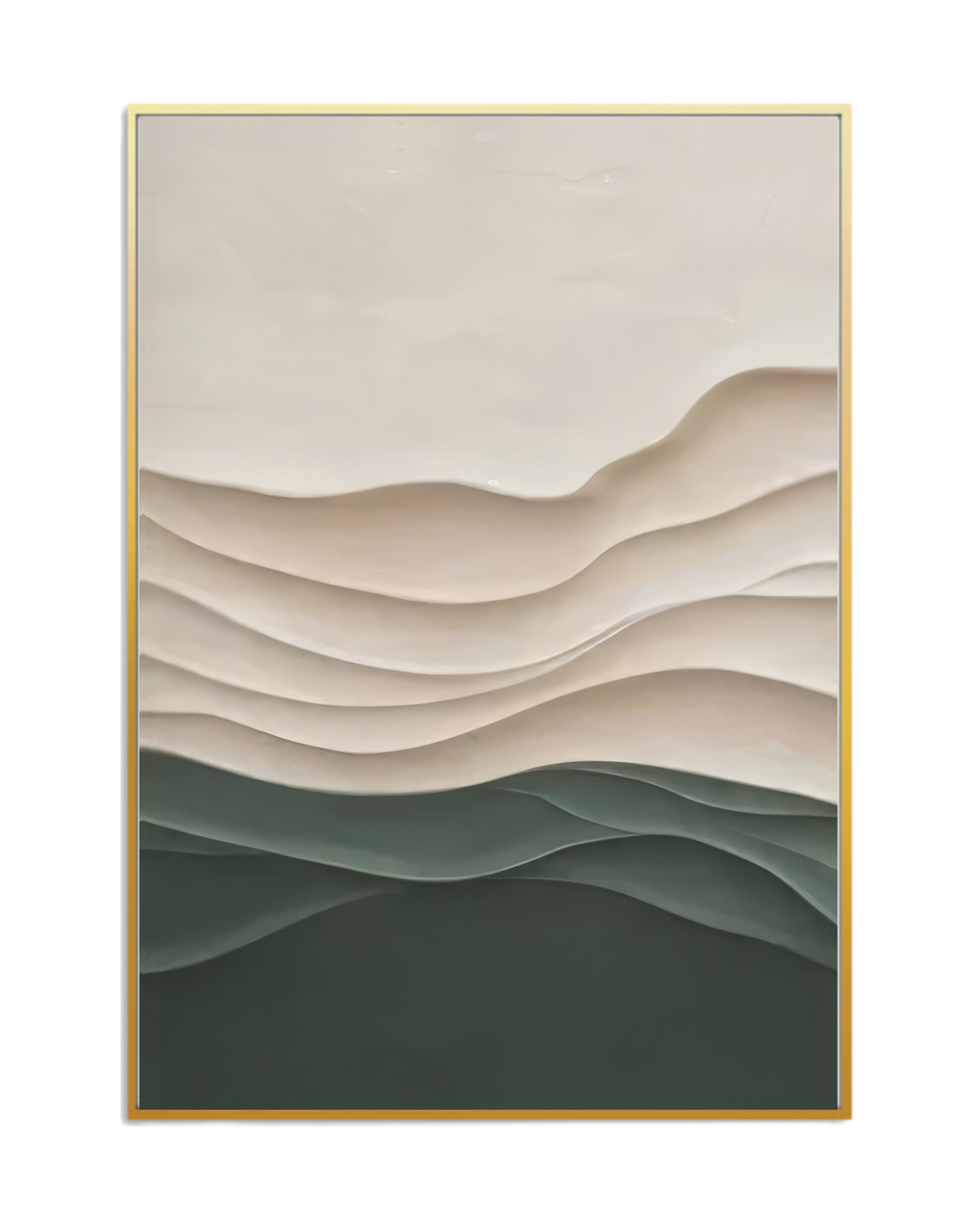 Sage Green and Beige Layered Wave Canvas Print Wall Art | CP195