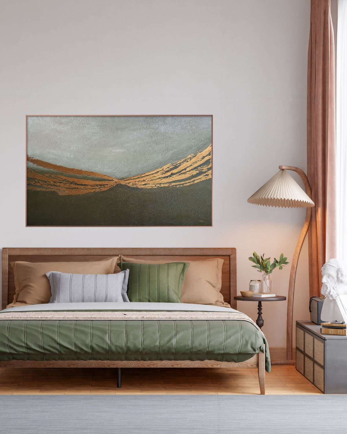 "Threads of Light" Original Hand-Painted Gold Foil Canvas Wall Art by Skye
