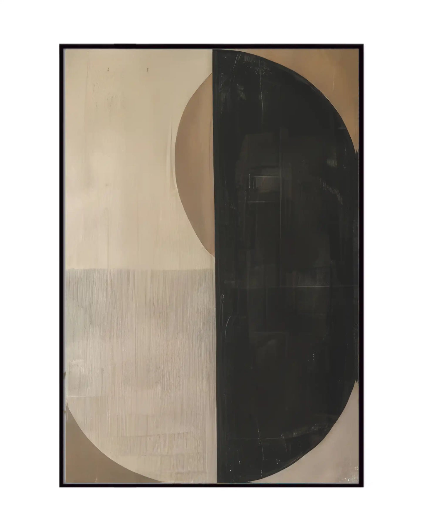 Black and Beige Wabi-Sabi Abstract Geometric Diptych Canvas Print Wall Art | CP212