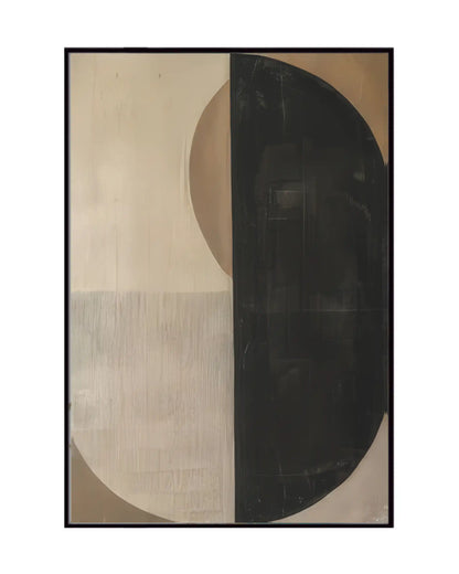 Black and Beige Wabi-Sabi Abstract Geometric Diptych Canvas Print Wall Art | CP212