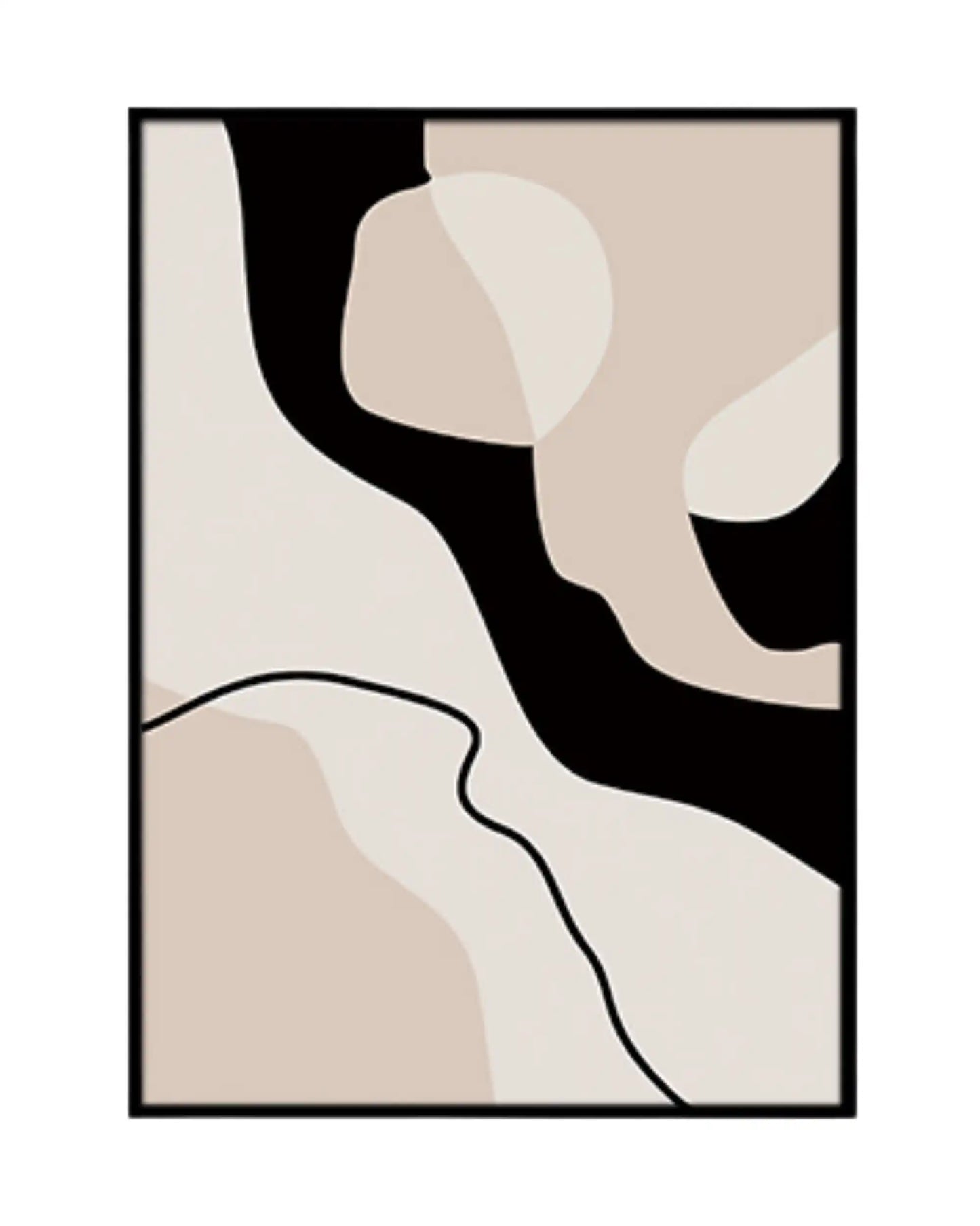 Beige Black and Cream Abstract Triptych Canvas Print Wall Art | CP189