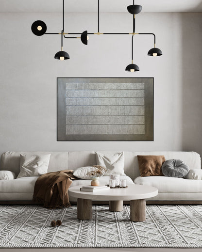 Japandi Fluted Linear Striped Heavy Textured Hand-Painted Canvas Wall Art | HPS11