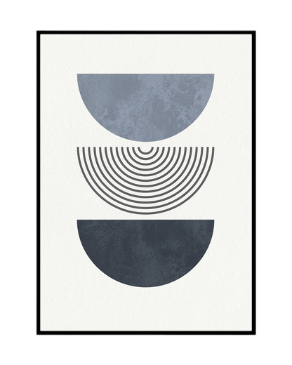 Navy Blue and Denim Geometric Canvas Print Wall Art | CP205