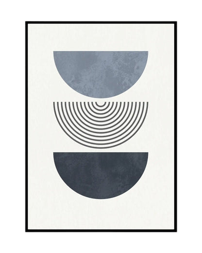 Navy Blue and Denim Geometric Triptych Canvas Print Wall Art | CP205