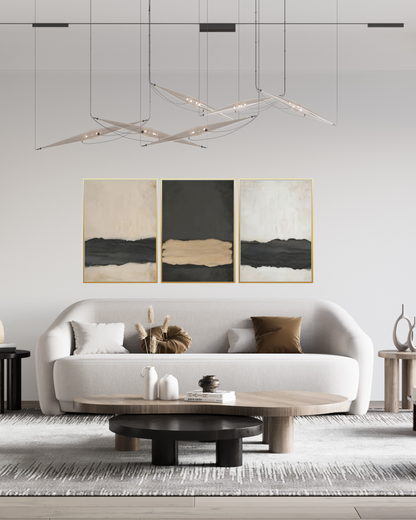 Black and Beige Abstract Horizon Canvas Print Wall Art | CP202
