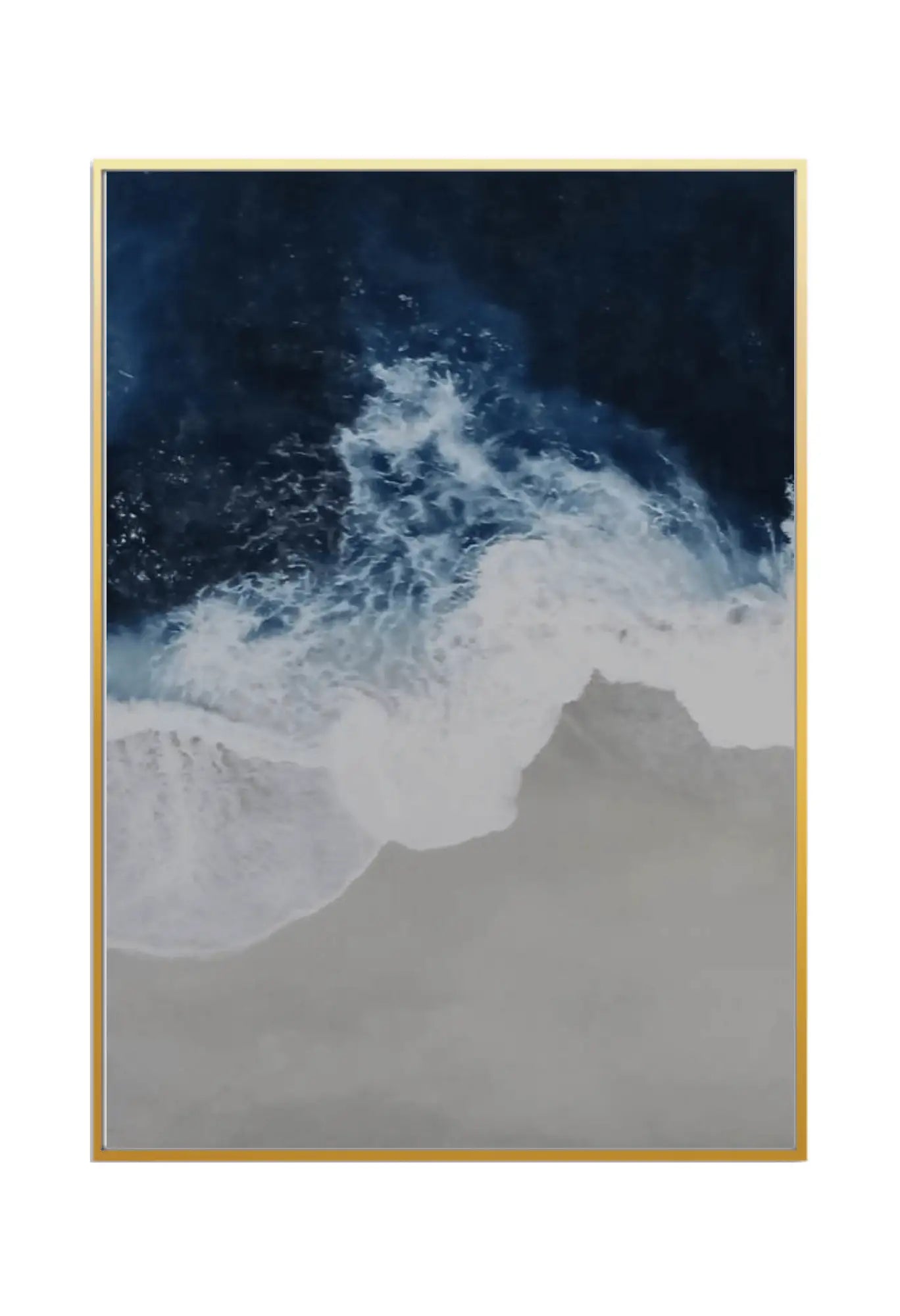 Navy Blue and Grey Abstract Ocean Wave Triptych Canvas Print Wall Art | CP015