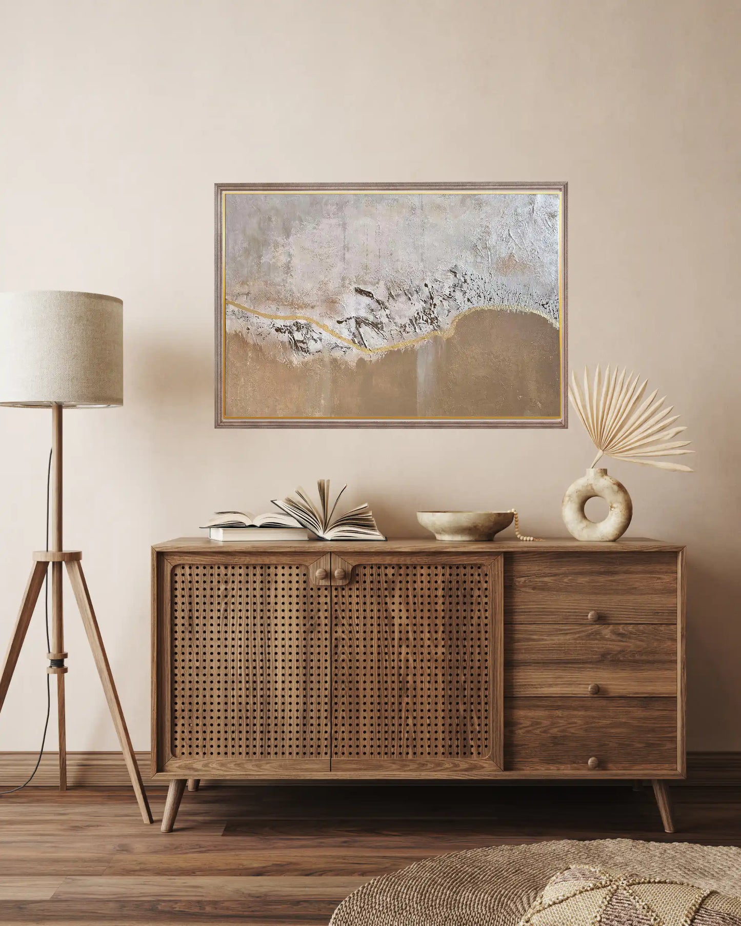 "Vein of Light" Original Hand-Painted Gold Foil Canvas Wall Art by Skye