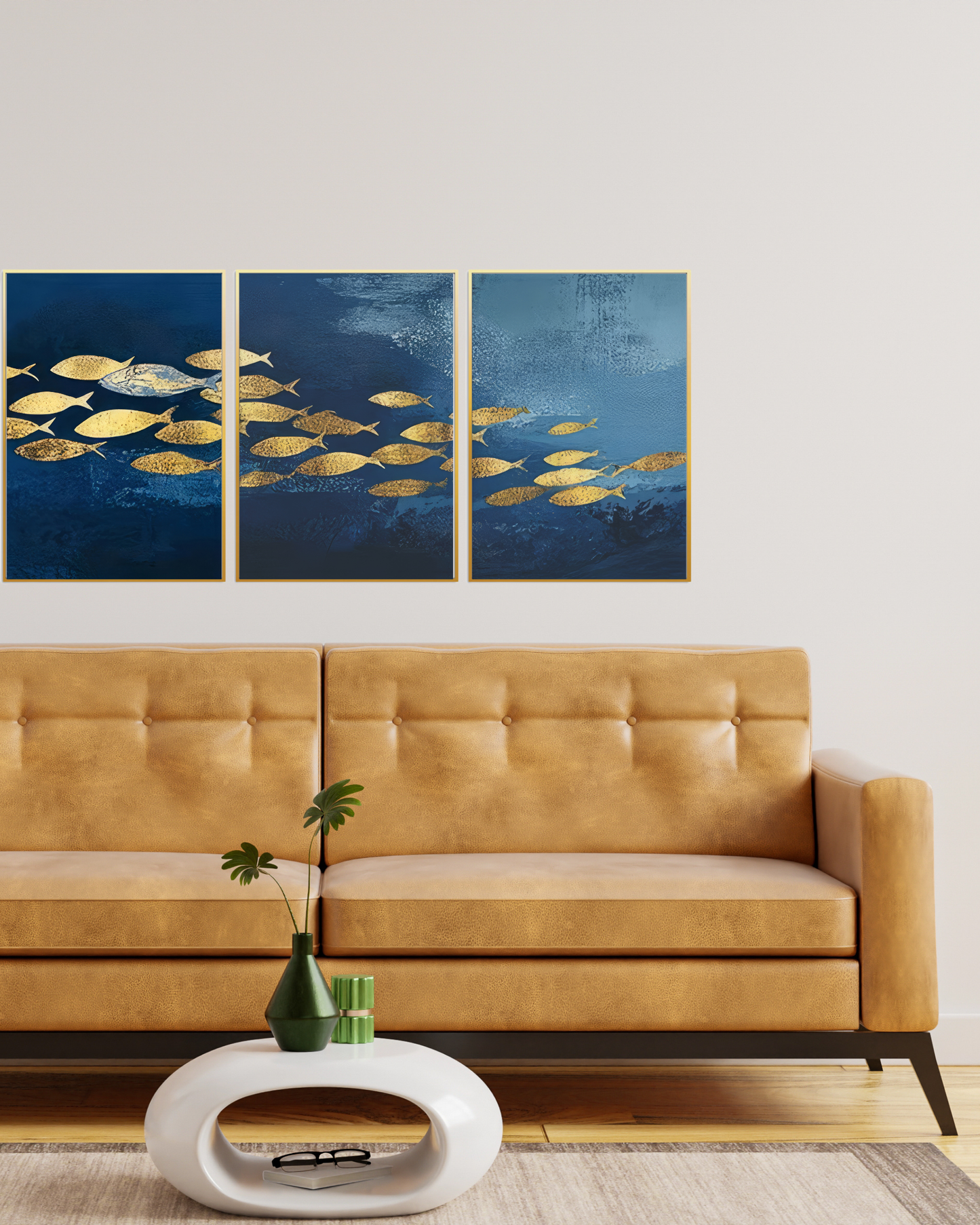 Golden School Abstract Oceanic Canvas Print Wall Art | CP203