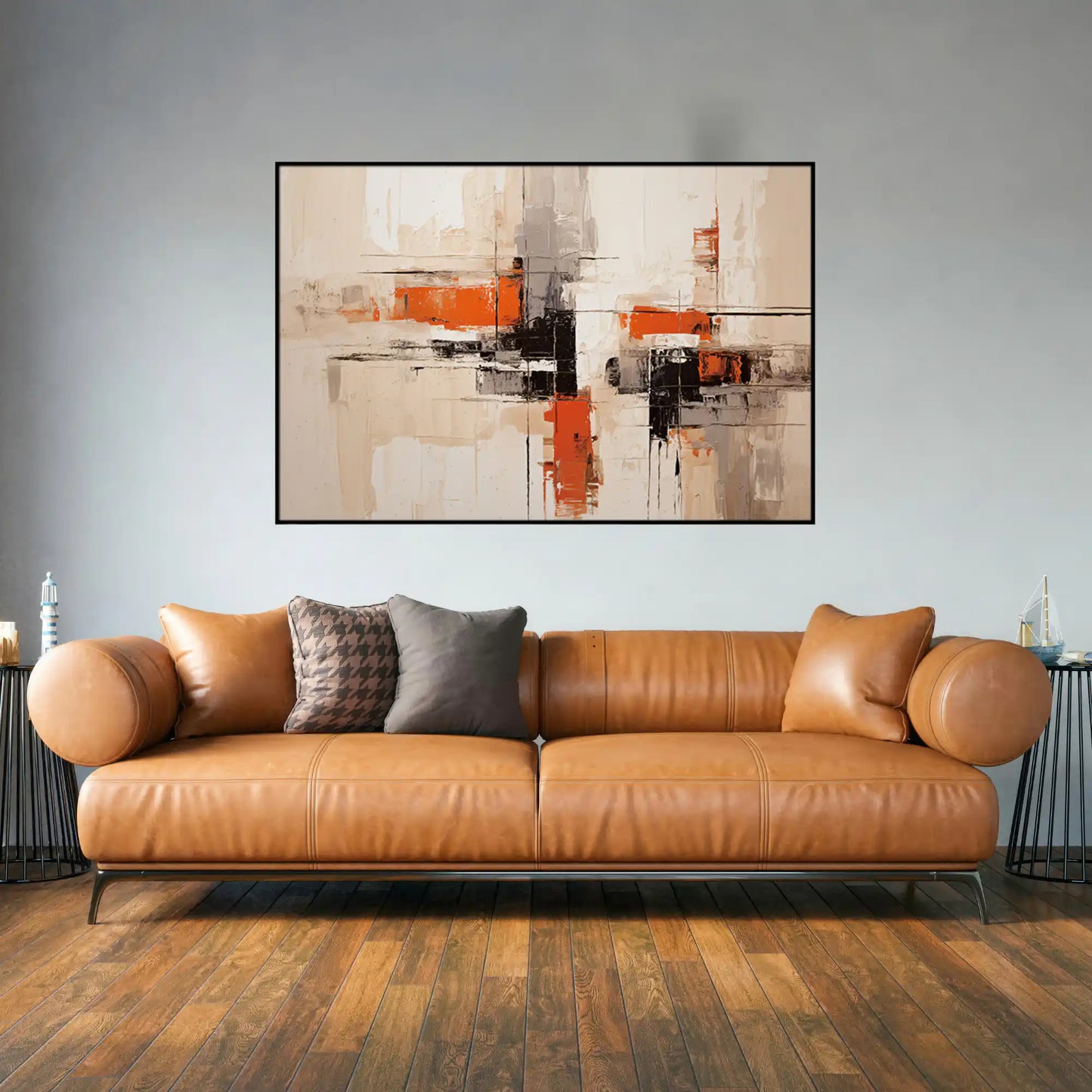Terracotta and Grey Abstract Oversize Canvas Print Wall Art | CP174