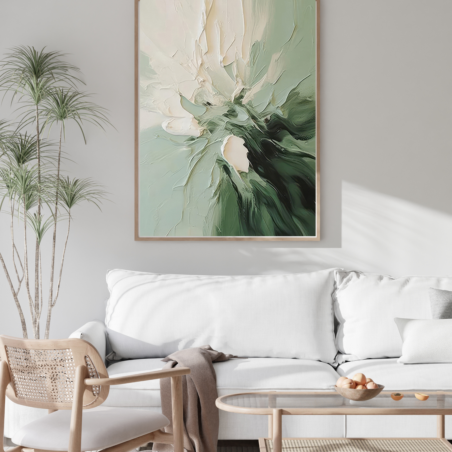CP183 Green and White Abstract Print Wall Decor